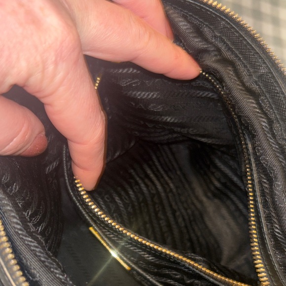 Prada Saffian Black Nylon Satchel with Gold Hardware - Picture 8 of 12
